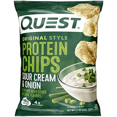 Quest Nutrition Sour Cream & Onion Protein Chips, 19g Protein, 4g Net Carbs, Low Carb, Gluten Free, 1.1 oz (Pack of 12)