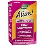 Nature’s Way Alive! Women’s 50+ Ultra Potency Complete Multivitamin, High Potency Formula, Promotes Healthy Heart, Brain, Bones*, with Methylated B12, Gluten-Free, 60 Tablets (Packaging May Vary)