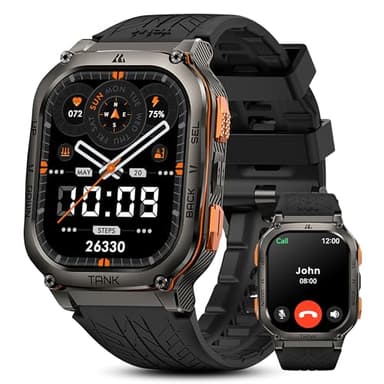 KOSPET Tank M3 Ultra Smart Watch with GPS, 50M Waterproof, Compass, Altitude, Air Pressure, 480mAh Extra Large Battery, Full Stainless Steel, Bluetooth Call, AMOLED Always-on Display