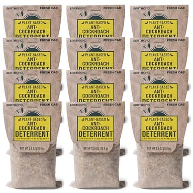 EarthKind Fresh Cab Ant & Cockroach Deterrent Pouches - Indoor Botanical Pest Control - Safe for Kids & Pets When Used as Directed - Made with Peppermint Essential Oil - New Packaging - 12-Pack