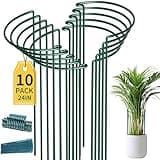 TCBWFY 10 Pack Plant Support Stakes - 10" Wide x 24" High Heavy Duty Metal Peony Cages and Supports for Outdoor and Indoor Plants