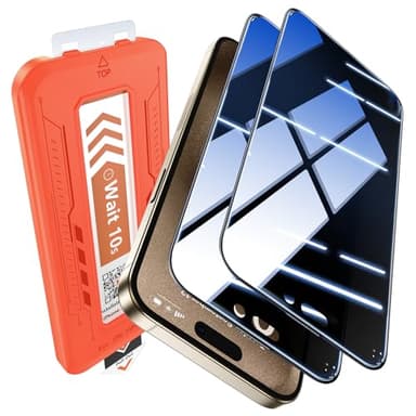 EGV 2 Pack for iPhone 15 Pro Max Privacy Screen Protector [6.7 Inch], 9H+ Military Grade Shatterproof Tempered Glass, Dust-Free Alignment Frame, Easy to Install for Beginners, Bubble-Free