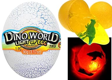 JA-RU Dino World – Light Up Dinosaur Eggs with Slime & Small Dinosaur Toy Inside | Sensory Putty for Kids, Stress Relief Toy, Slime Party Favors, & Classroom Prizes. (1 Egg) 1749-1