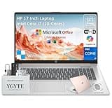2025 HP 17 Inch Touchscreen Laptop Computer,17.3 HD+ Touch Screen Business Laptop PC,Intel Core i7 Laptop,Lifetime Office,64GB RAM 2TB SSD+512GB PSSD,Windows 11 Pro,Backlit 10 Key Number Pad,Rose Gold