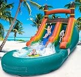 Commercial Water Slide - 21FT Big Inflatable for Kids & Adults with 1100w Blower, Green, 21x12x9FT