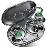 Wireless Earbuds Sport, 2025 Bluetooth 5.4 Headphones Bass Hi-Fi Stereo Over Ear Buds, 56Hrs Noise Cancelling Headset with Earhook, IP7 Waterproof Earphones Workout Running for Laptop Pad Android iOS