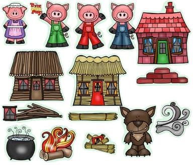 Three Little Pigs Story Set Flannel Felt Board Figures 14 Pieces PRECUT Plus Activity Pages Preschool Toddlers (Medium)