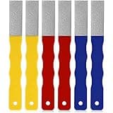 Honoson 6 Pcs Diamond Sharpening Hones Sets Color Coded Diamond Sharpening Stones Tools Flat Hand File Knife Set for Hunting, Outdoor