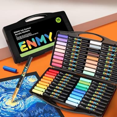 ENMY 36 Colors Direct Liquid Acrylic Paint Pens, Acrylic Paint Markers Pens, Fabric Markers for Textile, Canvas, Rock, Glass, Wood, Paper, DIY, Acrylic Markers for DIY Craft Supplies