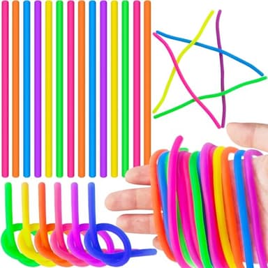 Zddaoole 100 Pcs Stretchy Fidget Toys,Multi-Item Party Favor Toy Colorful Sensory Noodle Strings