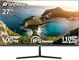 SANSUI Monitor 27 Inch IPS 100Hz Computer Monitor, FHD 1080P HDR PC Monitor with HDMI Ports Adaptive Sync Tilt Adjustable Frameless VESA Compatible for Office and Home