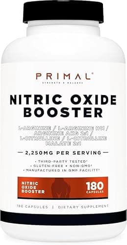 Primal Nitric Oxide Booster (2,250mg Per Serving) (180 Capsules) - 60 Servings
