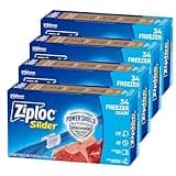 Ziploc Quart Food Storage Freezer Slider Bags, Power Shield Technology for More Durability, 34 Count, Pack of 4 (136 Total Bags)