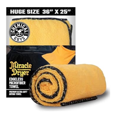 Chemical Guys Large Microfiber Drying Towel for Cars Trucks SUVs RVs and Motorcycles, Large 36 x 25 Inch Yellow Absorbent Exterior Drying Towel