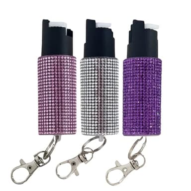 3-Pack Bling Pepper Spray Keychain for Women Self Defense,Max Strength 12FT Range, Safety Twist Lock & Quick Release for Fast Aim, Keychain Accessiory for Personal Protection (Multi Color)