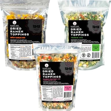 3-Pack - The Ramen Bae - Classic Seafood Vegetables, Spicy Garlic, and Veggie Mix, Dried Ramen Toppings