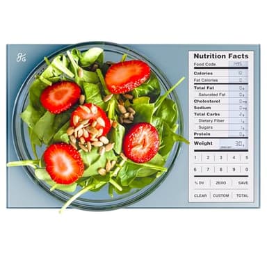 Greater Goods Digital Nutrition Scale – Accurate Macro and Calorie Tracking for Meal Prep, Weight Loss, and Healthy Eating | 2,000 Built-in Foods, Intuitive Nutrition Label Display, 11lb Cap, Blue