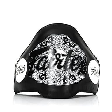 Fairtex BPV2 Light-Weight Belly Pad Muay Thai | Premium Leather Gear |Maximum Safety | Lightweight Design, Adjustable Straps, Reinforced Plastic Inside |Trainer-Friendly with 4Layer Foam Core (Black)