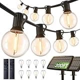 addlon 200FT(2 Pack*100FT) Solar String Lights Outdoor Waterproof with Remote, Dimmable Commercial Grade Solar Powered String Lights with 108 LED Bulbs, Hanging Light for Backyard Party Decor