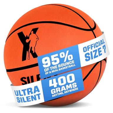 Silent Basketball Official Size 7 (29.5"): Upgraded 95% Bounce - Ultra Quiet Airless Basketball for Dribbling Indoor - Soft Foam Basketball with Realistic Grip and Deep Grooves for All Ages