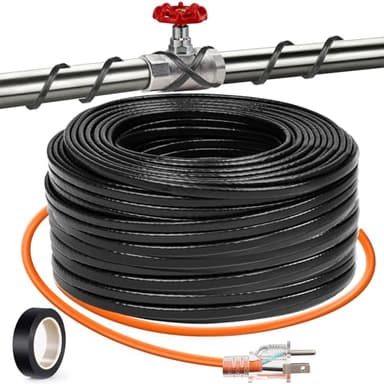 JDZKOMKE 50FT（3FT-200FT）Pipe Heating Cable for Pipe Freeze Protection, Heat Cable for Water Pipes(Metal and Plastic), Pipe Heat Tape Keeps Water Flowing at -40°F 5w/ft, 120V