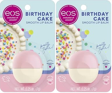 eos Shea Lip Balm, Birthday Cake | All-Day Moisture | 0.25 oz | Pack of 2