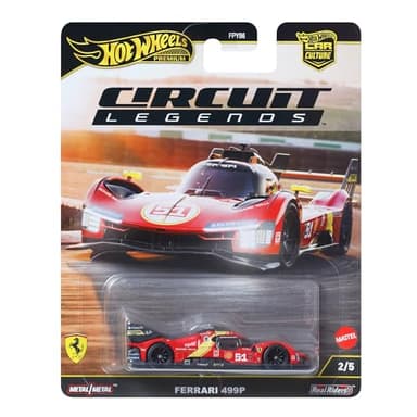 Hot Wheels Premium Car Culture 1:64 Scale Die-Cast Ferrari 499P Collectible Vehicle with Real Riders Tires & Metal/Metal Body & Chassis