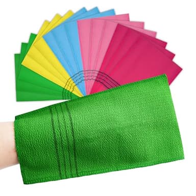 15 Pcs Korean Exfoliating Mitt, 9*5.5 in Gentle Exfoliating Korean Scrub Mitt, Large Korean Washcloth Exfoliating, Colorful Korean Body Scrubber for Cleaning Skin, Reducing Dirt and Grease (5 Colors)