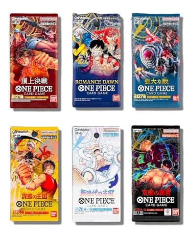 One Piece Cards (6 Sealed Packs) Potential Mystery Graded Card - Collection Starter Box│Japanese Version│1 Pack of Each Release (OP-01│OP-02│OP-03│OP-04│OP-05│OP-06)│1 in 20 Boxes Contains Graded Card