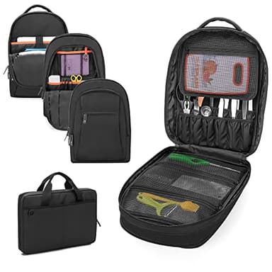 samdew Three-layer Chef Backpack with Knife Bag, Professional Knife Backpack & Chef Bag with 12 + 23 Slots & Multiple Pockets, Chef Knife Carrying Case Roll for Kitchen Utensils (Knife Not Included)