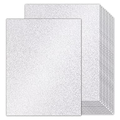 Double-Sided Silver Glitter Cardstock 8.5x11 24 Sheets, Goefun 100lb No-Shed Shimmer Glitter Paper for Scrapbook, Birthday, Wedding Party, Decorations (Not Suitable for Printing)