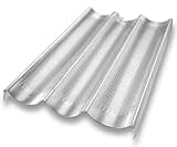 USA Pan Bakeware Aluminum Perforated Nonstick French Baguette Bread Pan, 3-Loaf