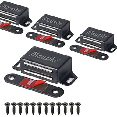 Mousike Cabinet Magnets 30lb Black Door Magnets with Strong Magnetic for Kitchen Cupboard Wardrobe Closet Cabinet Door Drawer Latch 4 Pack