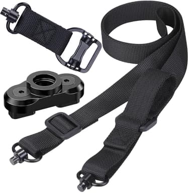 Two Point and Traditional Sling 2 Point Sling Quick Adjust with QD Sling Swivel for Hunting Black (with one qd Mount)