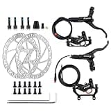 ZOOM Ebike Hydraulic Disc Brake Set: HB-876E 4-Pistons Power-Off Electric Bike Brake Kit with 2-PIN Sensor Included 180mm Rotors and Mounting Adapter