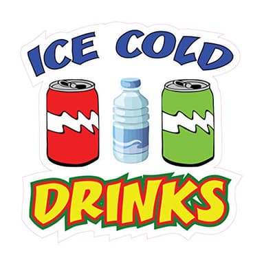 Food Truck Decals Ice Cold Drinks Concession Restaurant Die-Cut Vinyl Sticker N25 & Sign 14 in on Longest Side