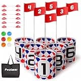 persimar Golf Bucket Yard Game Outdoor Indoor, 6-Hole Set,Portable Easy Set up Golf Chipping Practice Game for Adults Kids for Family&Party in Backyard,Beach,Park,Camping, Family Vocation.