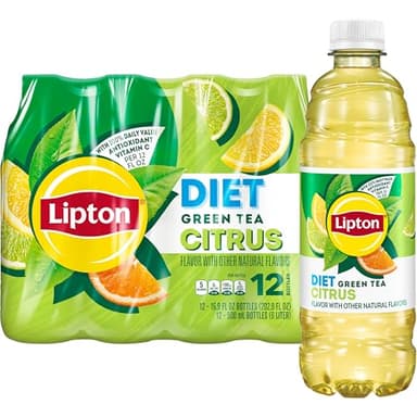 Lipton Diet Green Tea Citrus, 16.9 Fl Oz Bottles (Pack of 12)