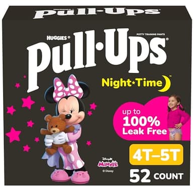 Pull-Ups Girls' Night-Time Potty Training Pants, Size 4T-5T Overnight Training Underwear (38-50 lbs), 52 Ct