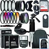 Ultimaxx 55MM Accessory Kit for Nikon D3300,D3400,D3500,D5500,D5600,D7500,D500, D780 with 2X EN-EL14A Replacement Batteries + Digital Filter Kits + Lightweight Tripod & Much More
