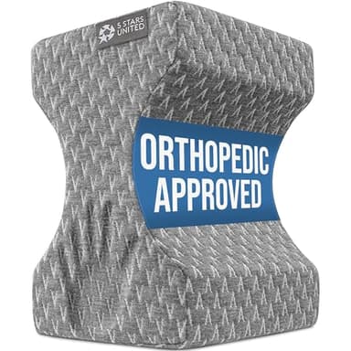 5 STARS UNITED Knee Pillow for Side Sleepers - Hip Pain Relief, Memory Foam Leg Cushion for Side Sleeping - Between Legs Pillow for Sciatica & Lower Back Pain, Gray