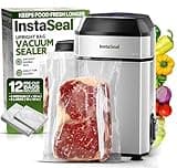 InstaSeal Food Vacuum Sealer Machine with 12 Bags, Compact Upright Food Sealer Vacuum Sealer for Food Allows to Seal Liquids, Marinades, Vegetables, Meats and More, Saver Keeps Food Fresher Longer