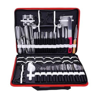 Hniuyun 80pcs/Set Multifunctional Portable Vegetable Fruit Food Engraving Peeling Kitchen Carving Sculpting Modeling Tools Kit Pack, Black