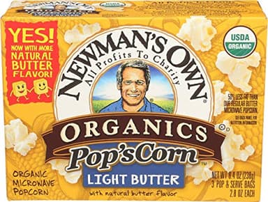 Newman's Own Organics Microwave Popcorn - Light Butter - 8.4 oz