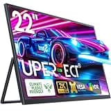 UPERFECT 22" 2K Portable Monitor w/VESA & 180°Adjustable Stand, 2560 * 1440 QHD FreeSync IPS HDR Large Gaming Display, USB-C HDMI Travel Second Monitor for Laptop Switch Phone