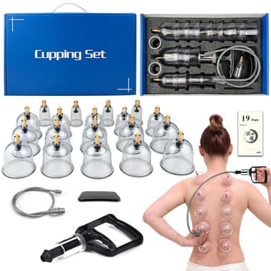 DEFUNX Cupping Set, 19 Cups Cupping Kit for Massage Therapy, Cupping Therapy Set with Pump for Back Massage, Pain Relief, Physical Therapy