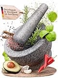 ChefSofi Mortar and Pestle Set - 6 Inch - 2 Cup Capacity - Unpolished Heavy Granite for Enhanced Performance and Organic Appearance - Included: Anti-Scratch Protector