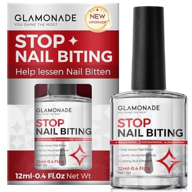 Glamonade Nail Biting Prevention For Kids: 12ml Extra Bitter No Bite Nail Polish Thumb Sucking Deterrent 48H Long-Lasting Matte Odorless Clear Brush-On Nail Repair for Damaged Nails & Habit Breaker
