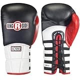 Ringside Pro Style IMF Tech Lace Boxing Training Sparring Gloves , Black, 16-Ounce