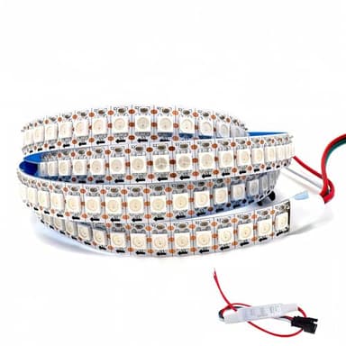 WS2812B LED Strip SMD 5050 Individual Addressable 144Pixels/m 144Pixels WS2812b IC RGB Strip Full Color LED Strip Non-Waterproof DC5V (3.2FT 144led IP30, White PCB)